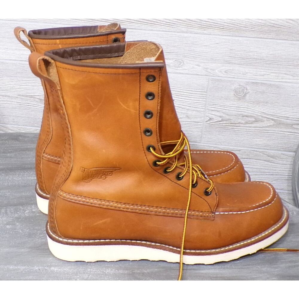 Vtg Red Wing Boots 10.5C Leather Moc Toe 10877 8” Heritage Made in USA New FLAG - Picture 4 of 16